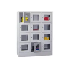 lockerkast,HxBxD 1518x1200x500mm,3x4vakken,RAL7035,front RAL3000