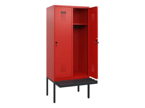 locker met bank,HxBxD 1950x800x815mm,2vak,vak B 400mm,draaigrendel