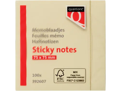 Memoblok Quantore 76x76mm geel