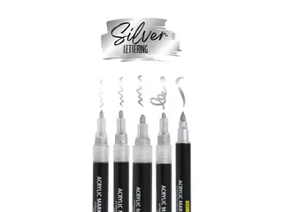 Acrylmarker Online lettering 5 breedtes zilver - 5