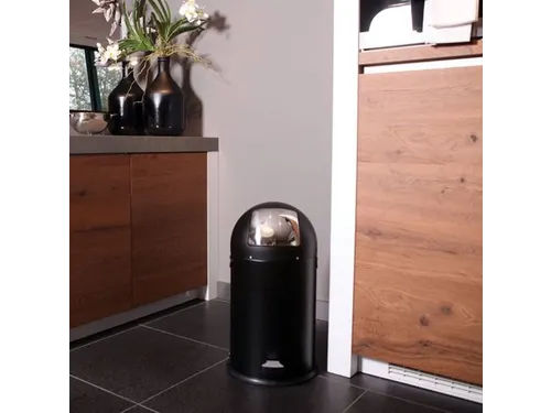 Afvalbak Kickcan metalen binnenbak 33 liter mat zwart