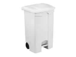Contitop,mobiele afvalbak met pedaal 90L wit/VE:3
