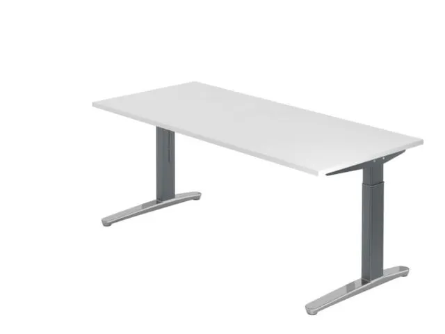 In hoogte verstelbaar bureau,HxBxD 680-850x1800x800mm,blad wit