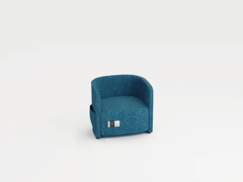 fauteuil,1-zits,stof blauw,HxBxD 760x860x760mm,stekkerdoos,2xUSB