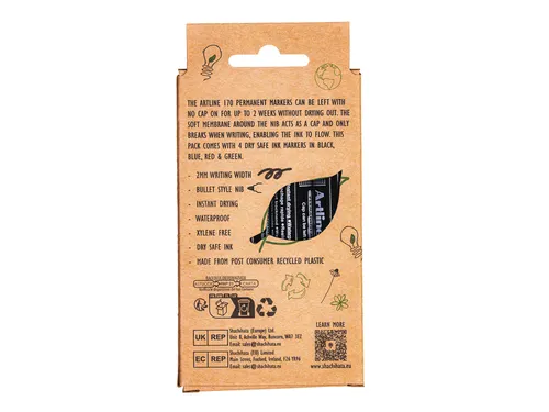 Permanent marker Artline 170 Eco rond Medium Dry Safe assorti 4 stuks
