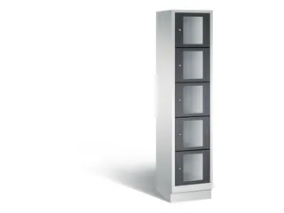Lockerkast 1800x420x500mm 1x5 vakken Cilinderslot, Sokkel, RAL7021 - 2
