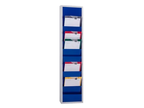 orderplanner,10vakken,HxBxD 1278x315x74mm,plank(en) plaatstaal,blauw