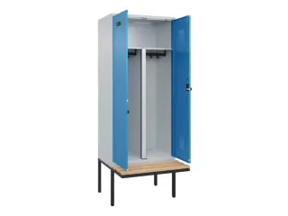 PBM-locker met bank,HxBxD 2120x800x815mm,2vak,vak B 400mm,draaigrendel - 1