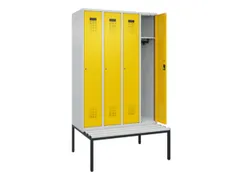 locker met bank,HxBxD 2120x1200x815mm,4vak,vak B 300mm,cilinderslot