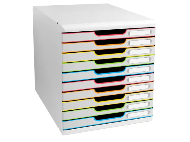 Module de classement Modulo Black Office 10 tiroirs fermés - Blanc/ar