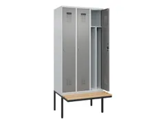locker met bank,voor scheiding van kleding,HxBxD 2120x900x815mm,3vak