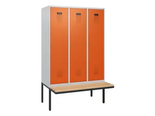 locker met bank,HxBxD 1950x1200x815mm,3vak,vak B 400mm,cilinderslot - 2