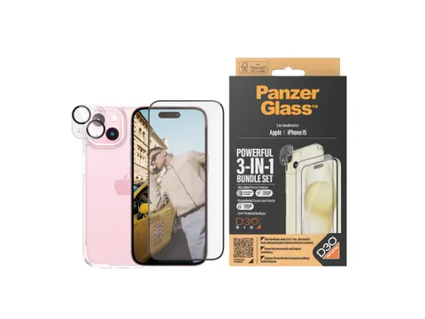 Panzerglass 3-In-1-Pakket Iphone 15