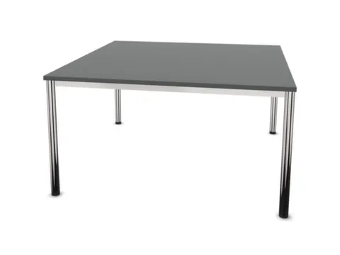 vergadertafel 74x140x140cm vierkant 4voeten verchroomd MS-donkergrijs