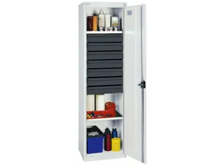Materiaalkast 1800x500x500mm 2legborden Uitschuifbaar 7laden Ral7035 - 1