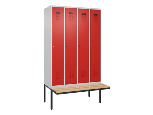 locker met bank,HxBxD 2120x1200x815mm,4vak,vak B 300mm,cilinderslot