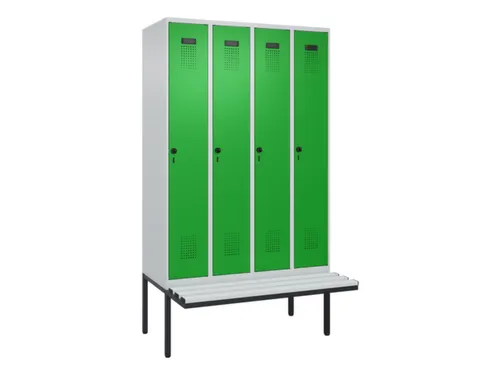 locker met bank,voor scheiding van kleding,HxBxD 2120x1200x815mm,4vak