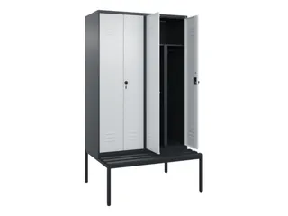 PBM-locker met bank,HxBxD 2120x1200x815mm,4vak,vak B 300mm - 2