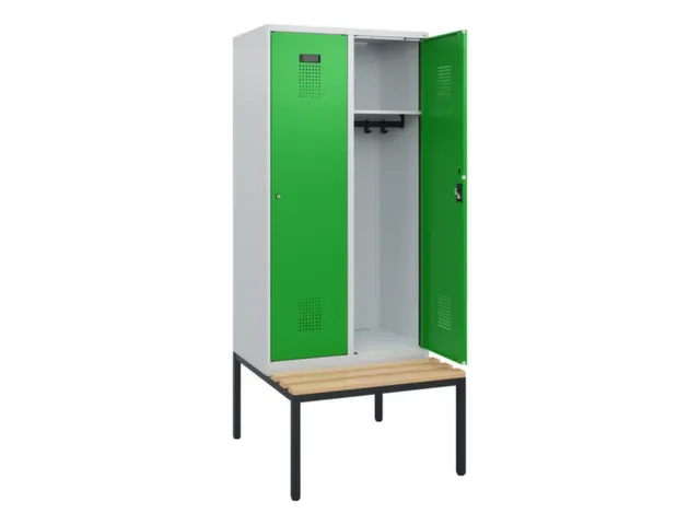 locker met bank,HxBxD 1950x800x815mm,2vak,vak B 400mm,cilinderslot
