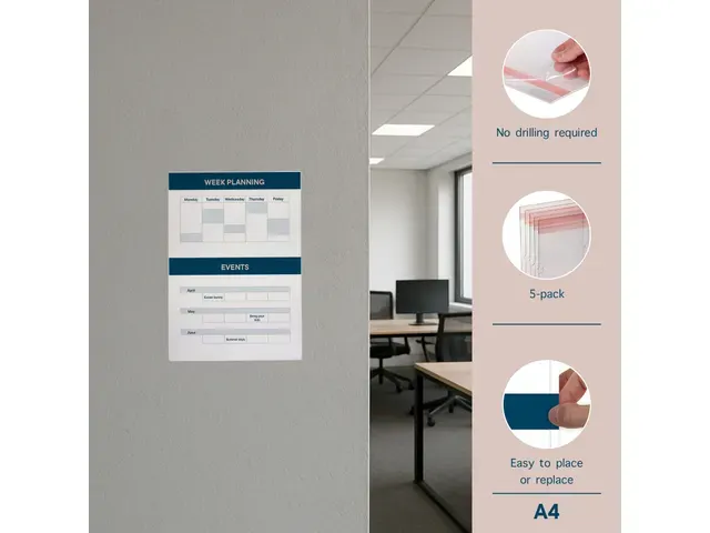 Zelfklevende Posterhouder A4 Multi-Surface Voor Glad set van 5 stuks