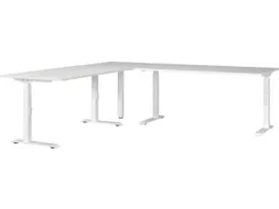 hoekbureau,in h. verstelb.,HxBxD 710-910x2400x2200mm,blad wit