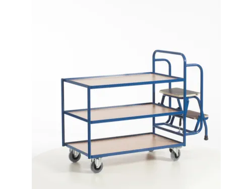 Orderverzamelwagen 990x590mm Totale H 1135mm 3 Etages Hout Ral5010