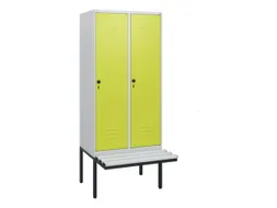 locker met bank,HxBxD 1950x800x815mm,2vak,vak B 400mm,draaigrendel