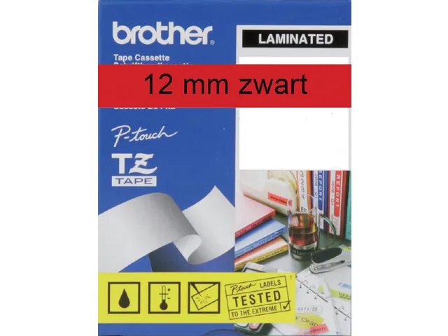 Labeltape Brother P-touch TZe-431 standaard 12mm zwart op rood