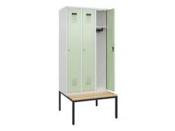 locker met bank,HxBxD 2120x900x815mm,3vak,vak B 300mm,cilinderslot