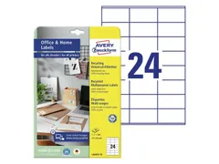 Etiket Avery Zweckform LR3475-10 70x36mm recycled wit 240 stuks