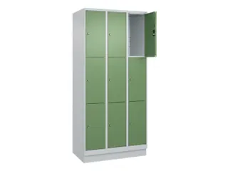 lockerkast,HxBxD 1950x900x500mm,3x3vakken,vak B 300mm,cil.-slot,sokkel - 1
