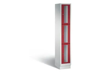 Lockerkast 1800x320x500mm 1x3 vakken Cilinderslot, Sokkel, RAL3003 - 2