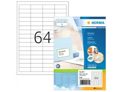 HERMA 4271 Premium etiketten A4 48,3x16,9mm Wit 6400 stuks