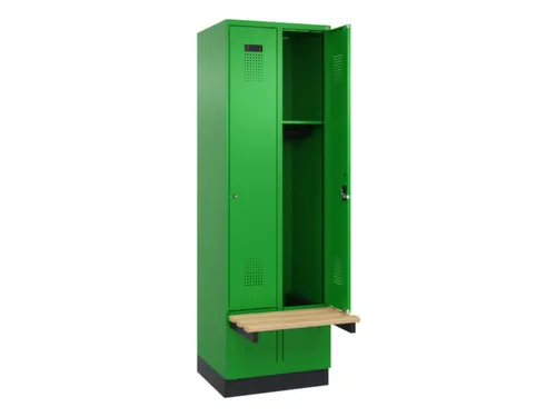 locker met bank,HxBxD 1950x600x815mm,2vak,vak B 300mm,cilinderslot
