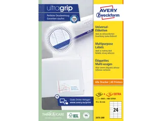 Etiket Avery Zweckform 3475-200 70x36mm wit 4800stuks - 2