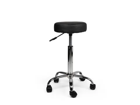 Tabouret kruk zwart standaard gasveer harde wielen