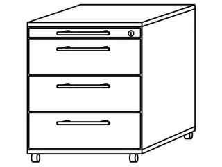 mobiel ladeblok,HxBxD 590x428x580mm,4lade(n),cil.-slot,romp notenboom - 4