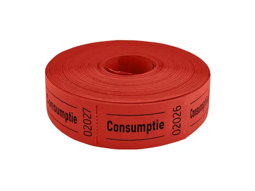 Consumptiebon Combicraft 57x30mm 2-zijdig 2x1000 stuks rood