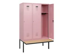 locker met bank,HxBxD 1950x1200x815mm,3vak,vak B 400mm,cilinderslot