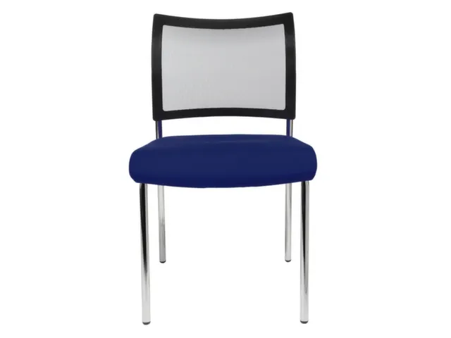 Bezoekersstoel Zitting Donkerblauw Stof Rug Netbekleding Zwart