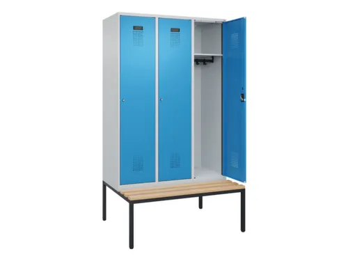 locker met bank,HxBxD 2120x1200x815mm,3vak,vak B 400mm,cilinderslot