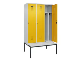 locker met bank,voor scheiding van kleding,HxBxD 2120x1200x815mm,3vak - 1