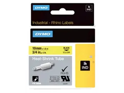 Labeltape Dymo Rhino 18058 Krimpkous 19mmx1.5m Zwart Op Geel