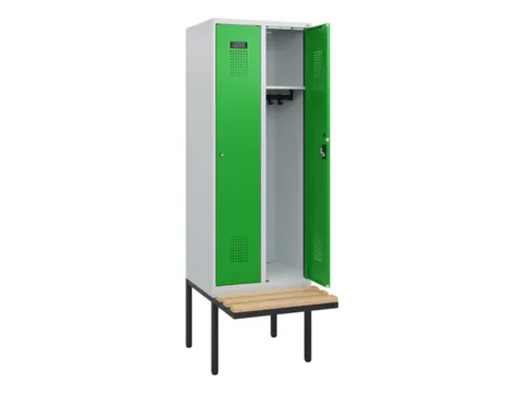 locker met bank,HxBxD 1950x600x815mm,2vak,vak B 300mm,cilinderslot