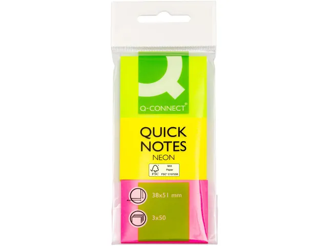 Quick Notes Index 38x51mm 3x Neon Blokken Met 50 Tabs