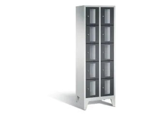 Lockerkast 1850x610x500mm 2x5 vakken Cilinderslot Poten, RAL7021 - 2