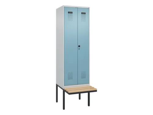 locker met bank,voor scheiding van kleding,HxBxD 2120x600x815mm,2vak