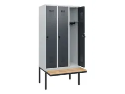 locker met bank,HxBxD 1950x900x815mm,3vak,vak B 300mm,draaigrendel