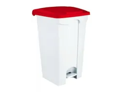 Contitop,afvalbak met pedaal 90L wit/rood