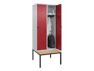 locker met bank,HxBxD 2120x800x815mm,2vak,vak B 400mm,draaigrendel - 3